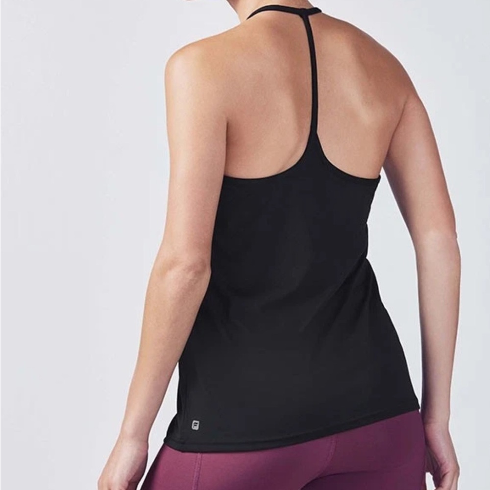 Fabletics Ciera Tank,‎ Sz XS black t-back high neck workout top, racerback